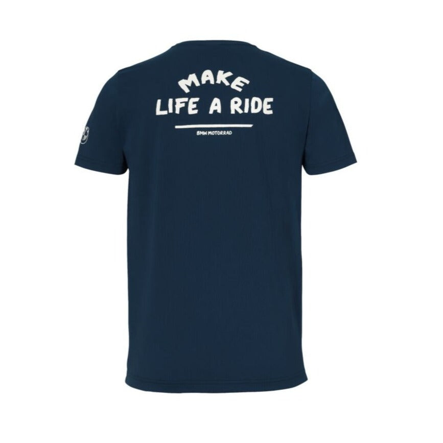 BMW T-Shirt Make Life A Ride Blauw - BMW Motorrad Webshop